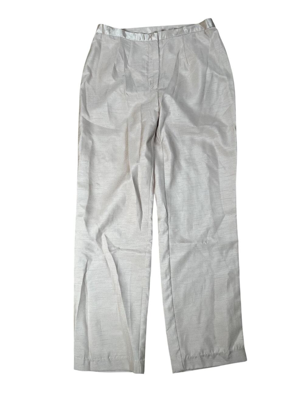 Midnight Velvet Pants Womens 10 Pink Satin Pull On Pleated Elastic Waist